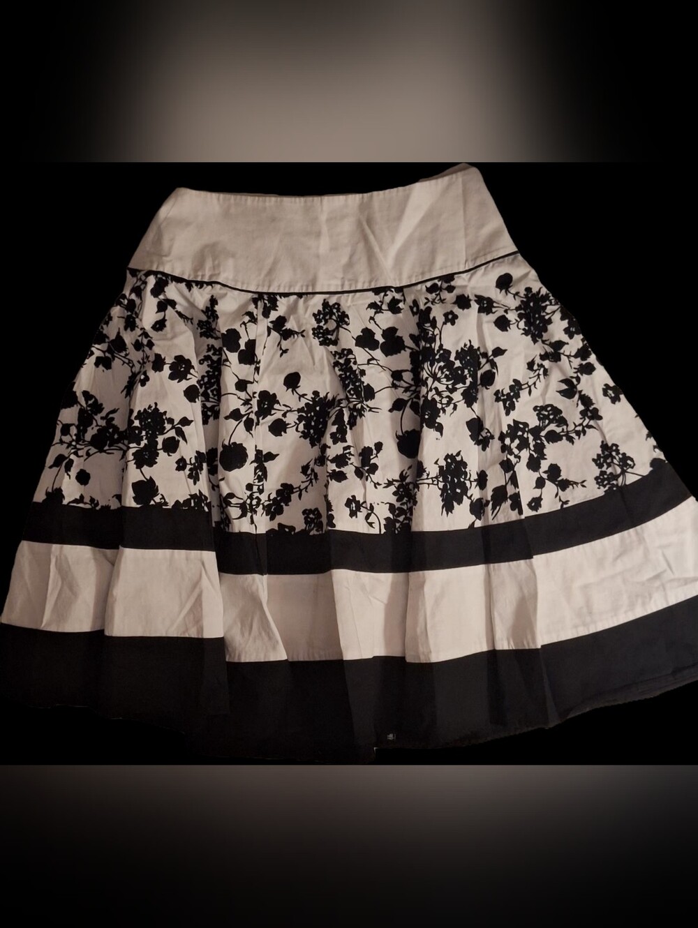 The Limited Black and White Floral Circle Skirt
